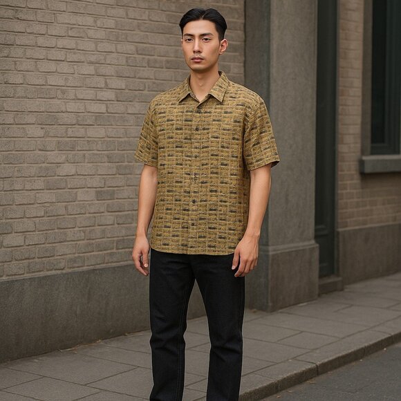 Campia Moda Men’s Hawaiian Shirt Size L Short Sleeve Button Front Collar EUC - Picture 6 of 15